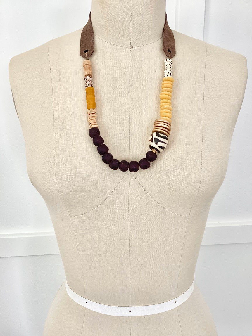 Burgundy Leather Necklace