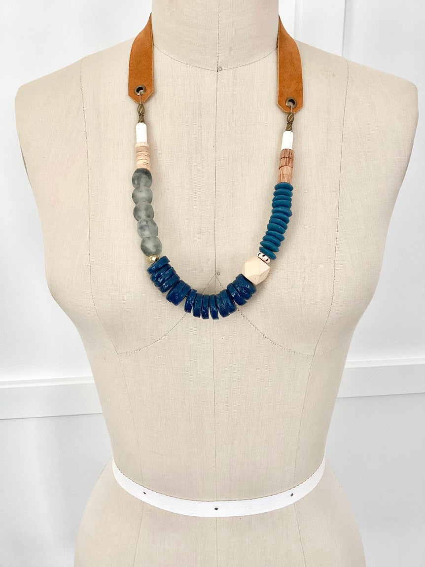 Teal & Wood Necklace