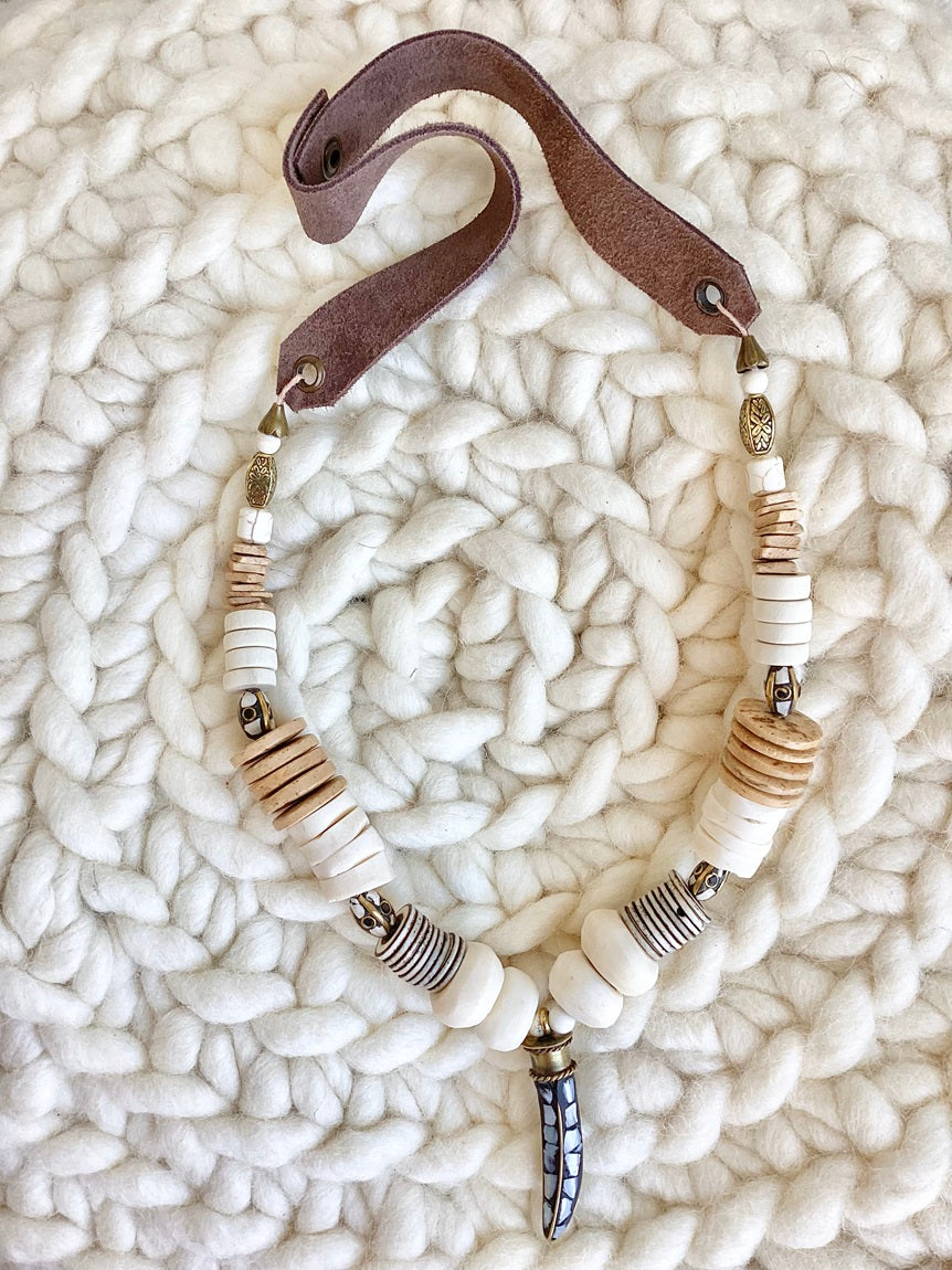 Ivory & Blue Pendant Necklace