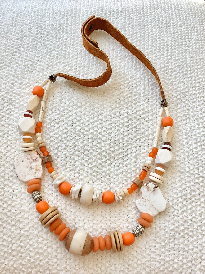 Double-layered Tangerine Necklace