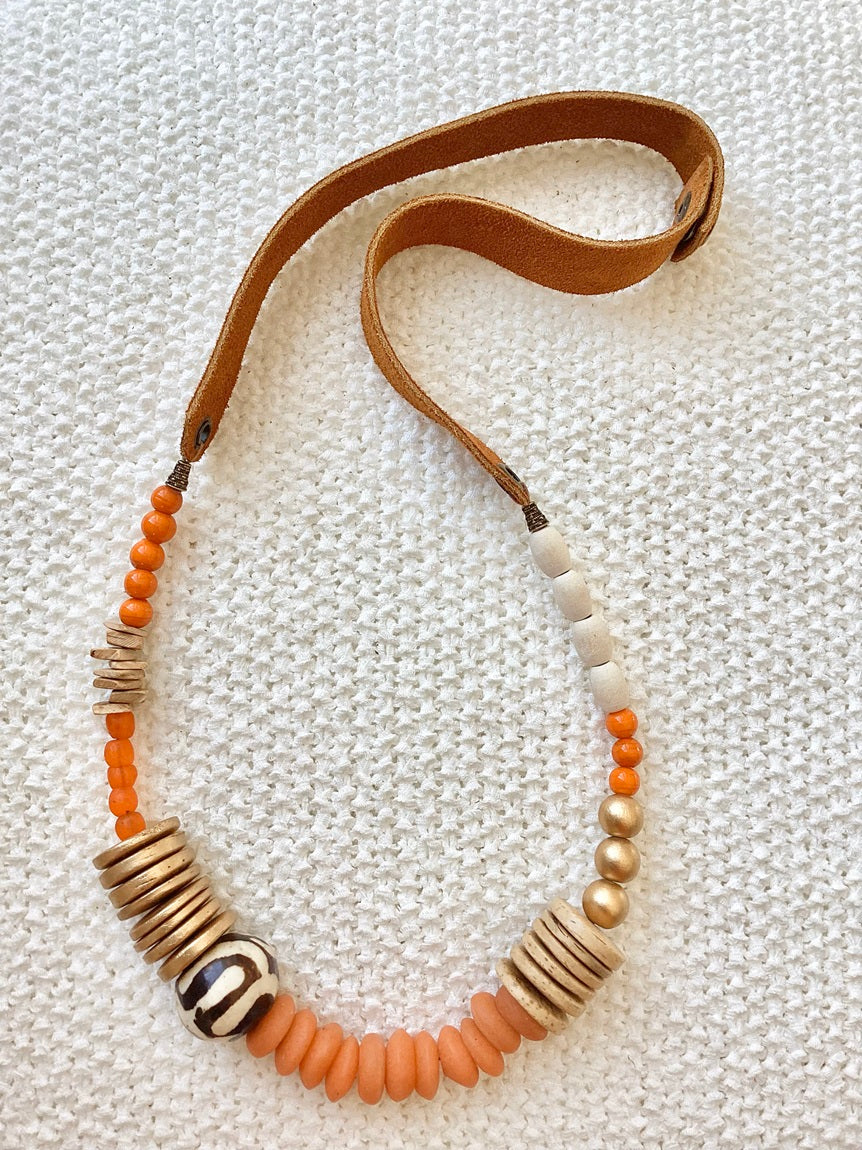 Tangerine Leather Necklace