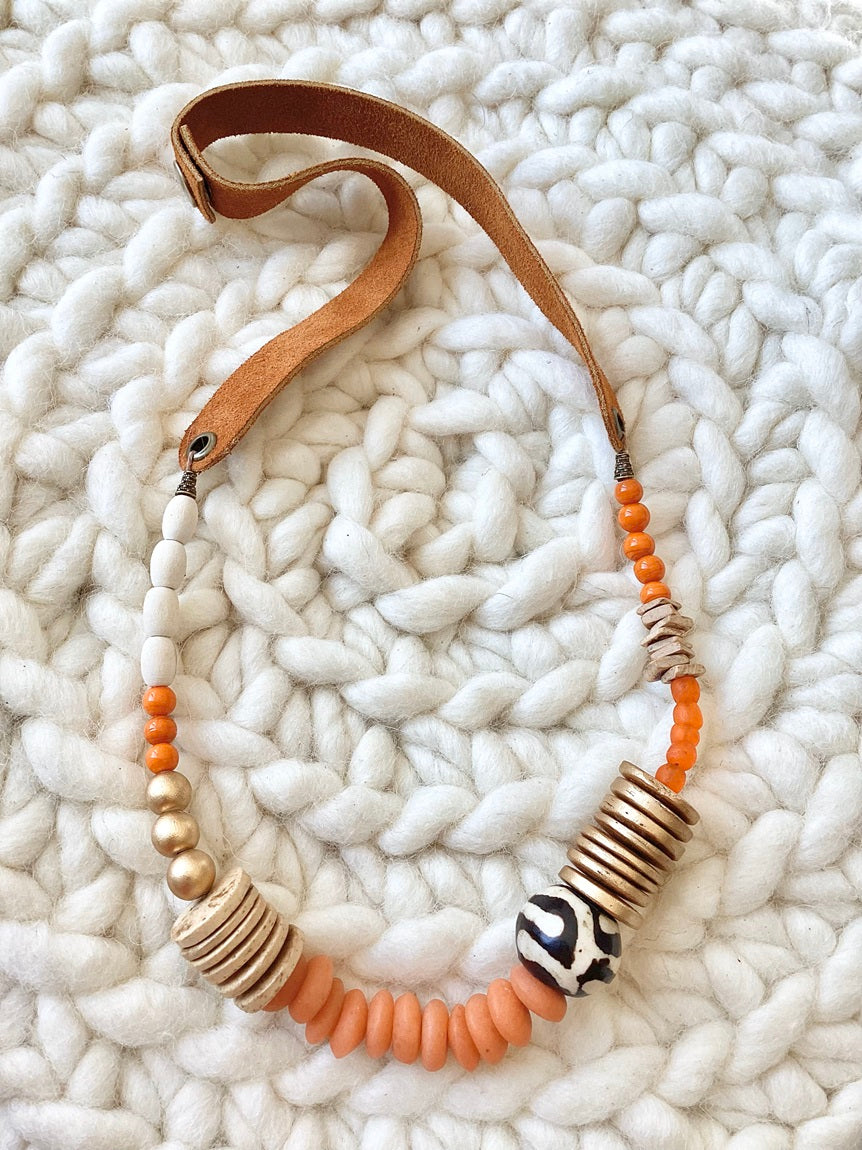 Tangerine Leather Necklace