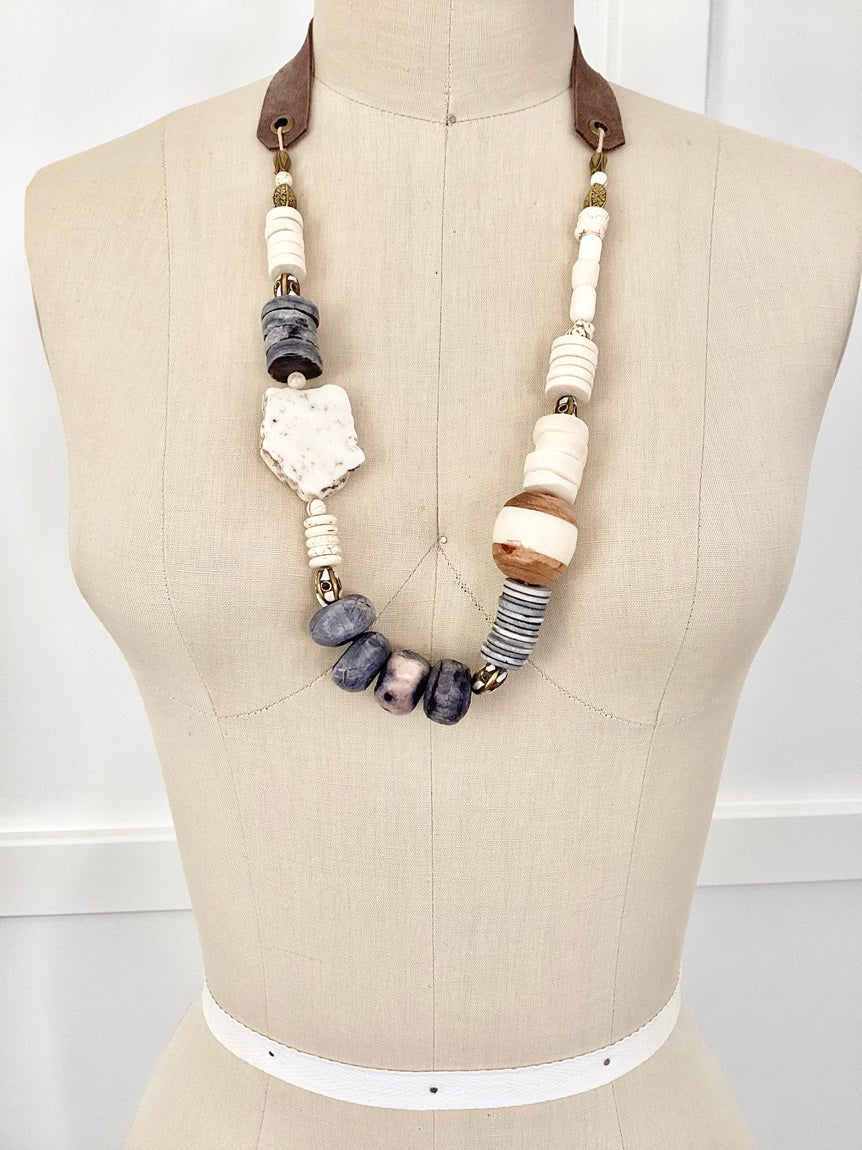 Blue & Natural Tone Necklace