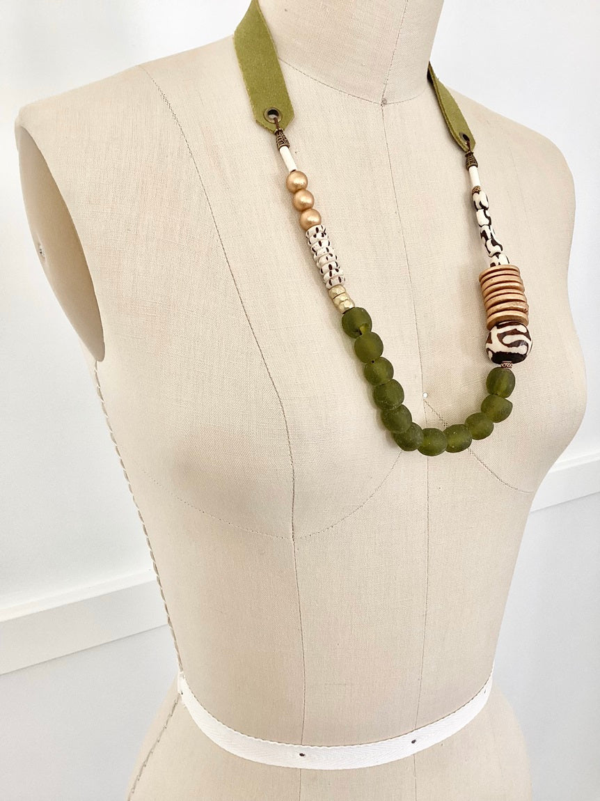 Olive & Zebra Necklace