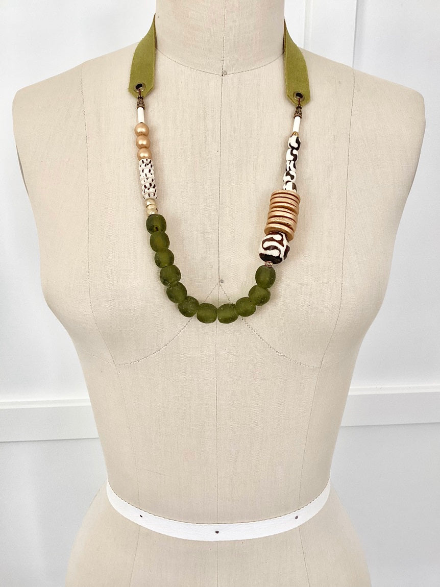 Olive & Zebra Necklace